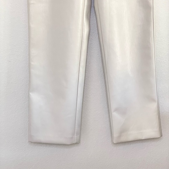 Aritzia Babaton Command Pant Vegan Leather Straight Leg Trouser Matte Pearl 0 XS - Picture 8 of 14